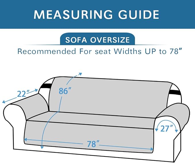 H.VERSAILTEX Reversible Sofa Cover Couch Cover for 3 Cushion Couch Water Resistant Furniture Protector for Pets Durable Large Cushion Protector with Elastic Strap(Oversized Sofa, Cameo Blue/Beige)