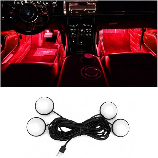 BESULEN Car Interior LED Lights, Automotive Ambient Neon Light Kit with USB Port, Car Accessories, Gifts for Men and Women, 4 in 1 Decoration Lights for Car, Garden, Home, Party（Red）