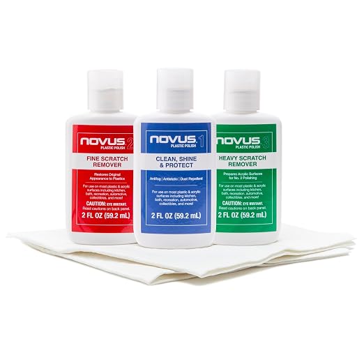 NOVUS-PK1-2 | Plastic Clean & Shine #1, Fine Scratch Remover #2, Heavy Scratch Remover #3 and Polish Mates Pack | 2 Ounce Bottles