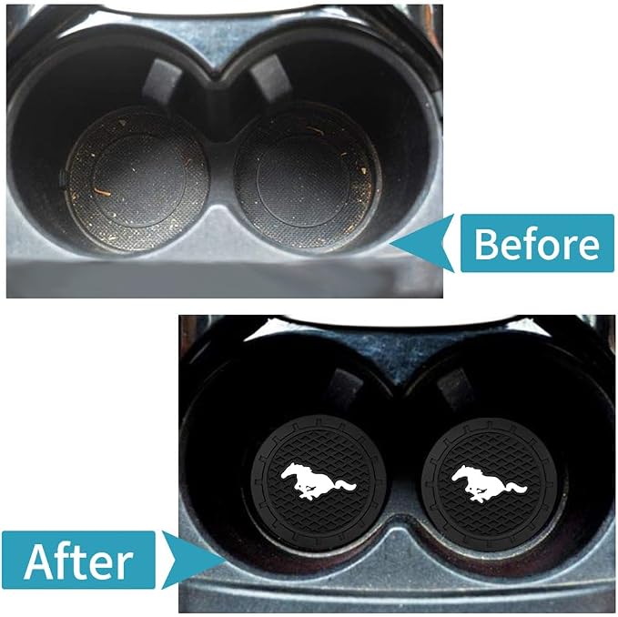 Car Cup Holder Coasters Compatible with Mustang Snake Speedstar Evos Everest GT Shelby Mach-E Grand C-MAX Falcon Figo Territory Fiesta,2pcs