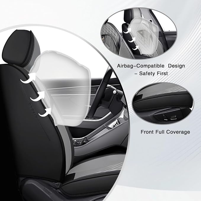 Fit for Toyota Avalon Seat Covers 2001-2026,Premium Leather, 360° Full Protection, Thick Padding & Memory Foam, Waterproof & Stain-Resistant Car Seat Cover Full Set (5 Seat,Black&Gray)