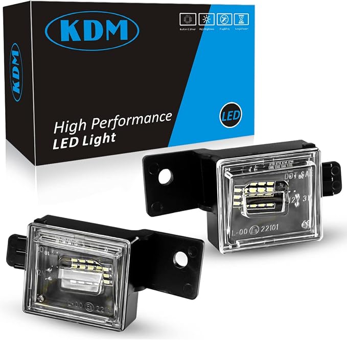 KDM LED License Number Plate Lights fit for 2014-2021 Chevy Silverado GMC Sierra 1500 2500HD 3500HD Colorado Canyon Sierra for Pickup Truck Rear License Plate Tag Lights,6000K Black Housing 2Pcs Pack