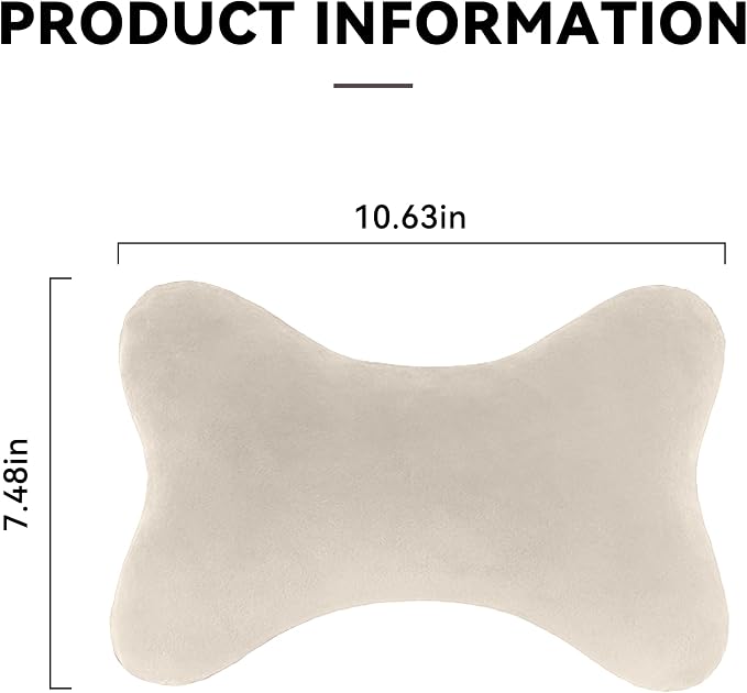 Car Headrest Pillow, Soft Comfortable Memory Foam Automotive Neck Pillow Cushion for Neck Pain Pressure Relief, Universal Fit (Beige)