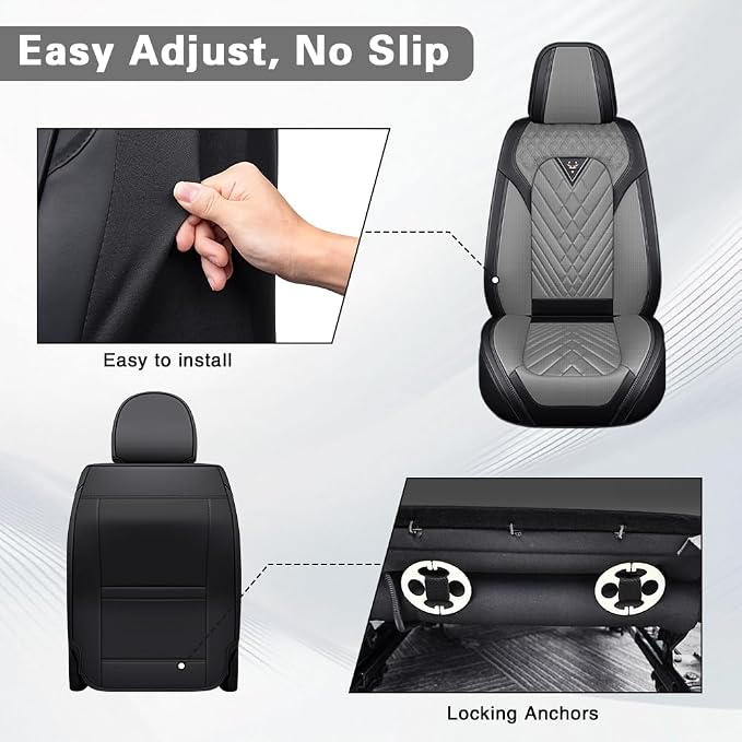 Fit for Toyota Avalon Seat Covers 2001-2026,Premium Leather, 360° Full Protection, Thick Padding & Memory Foam, Waterproof & Stain-Resistant Car Seat Cover Front Set (2 Seat,Black&Gray)