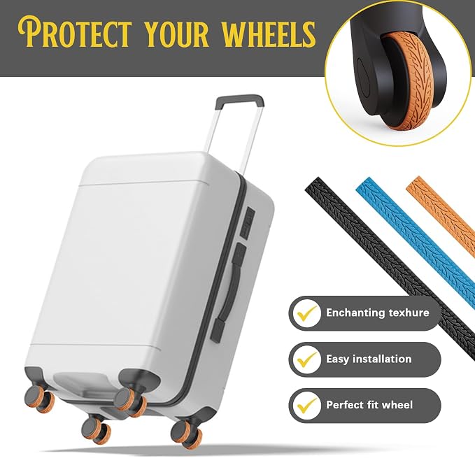 16 Pcs Luggage Wheels Covers Silicone, Suitcase Wheel Covers, Cuttable Silicone Luggage Wheel Protector, Silent Noise Reduction Shock for Spinner Wheel Suitcases or Office Chair Caster Blue P