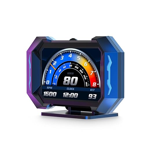 OBD2 Gauge Car HUD Head Up Display Multifunction Digital,Car Speedometer Tachometer Water Temperature Oil Temperature Volt Inclinometer Boost Gauge RPM Meter fit for Most Vehicles After 2008