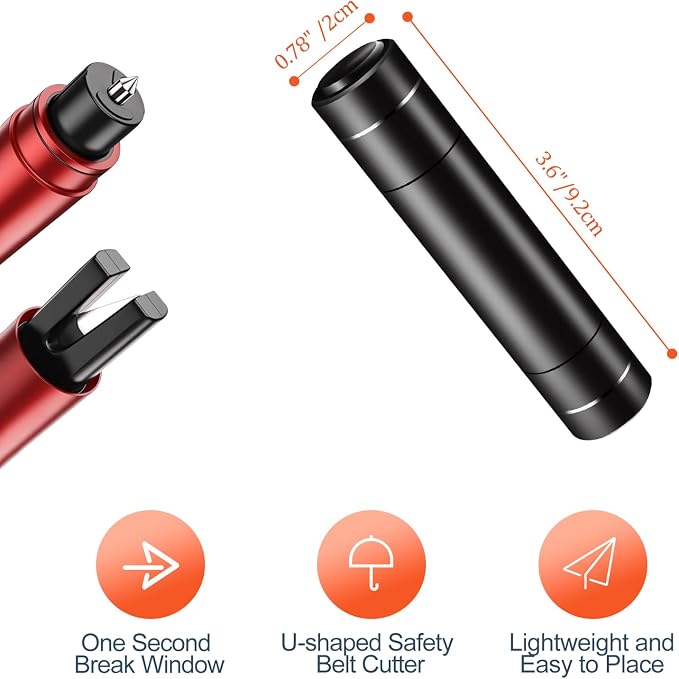 Car Window Breaker and Seatbelt Cutter, 2-in-1 Car Safety Hammer, Multifunctional Auto Glass Breaker, Portable Emergency Rescue Tool for Automotive Accidents