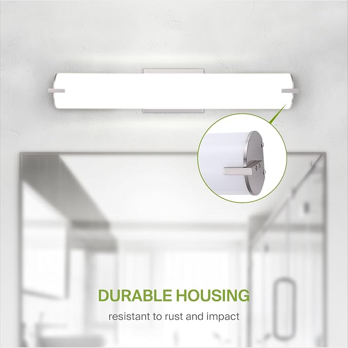 ASD LED 24" Vanity Wall Mount Light Fixture, Linear Bathroom Lighting Bar | 3CCT, Dimmable, Energy Star, ETL Listed | 25W 1950LM 3000-5000K 120V | Long Tube Bath Sconce Over Mirror | Nickel, 4 Pack