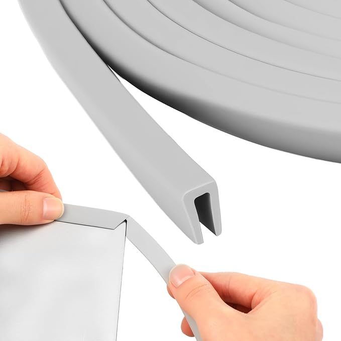 Kingdder Rubber Edge Trim 1/16" U Channel Sheet Metal Edge Protector Door Seal Strip Guard Weather Resistance Fits for Car Doors Steel Plates Glass Hatches Table Corners(10 Feet Long, Grey)