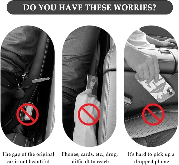 IHOTDER 2PCS Car Seat Gap Filler,Super Flexible Car Side Seat Gap Filler CCar interior Accessories,Universal Car Organizer Between Seats for Tightly Filling Seat Gaps(Carbon Fiber/2PCS)…