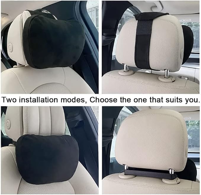 2Pcs Car Neck Pillows for headrests,for Travel Interior Accessories and Suede Support Head Pillows，Balance Neck Pillow Designed to Relieve Neck Pain and Muscle Tension.（Gray）