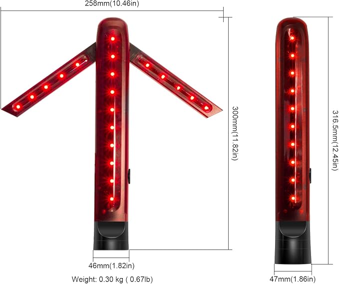 BBMi Traffic Wand, Red Arrow LED Traffic Safety Baton, Detachable Magnetic Signal Emergency Road Flares, Expandable Blade Hand-held LED Warning Light, Four Flashing Modes.