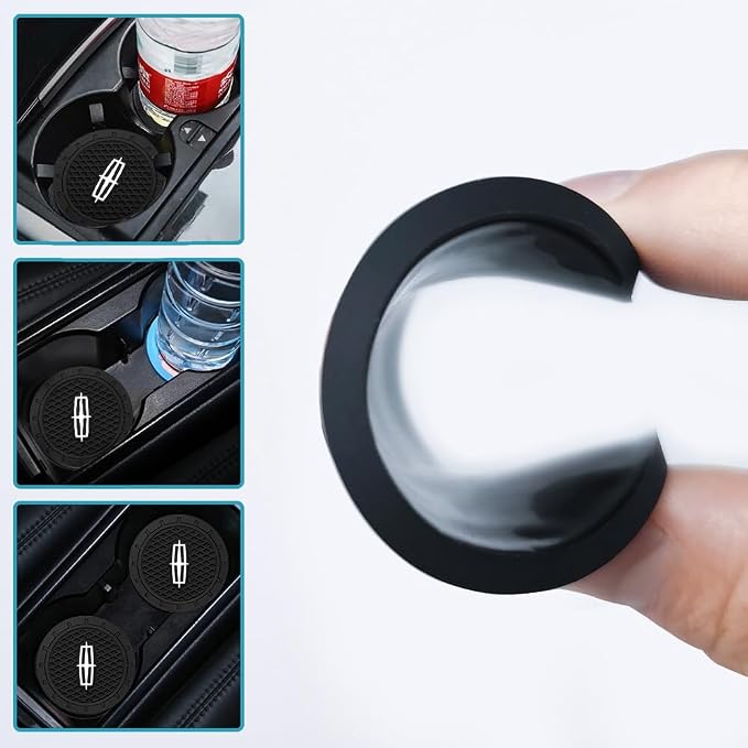 2PCS Car Cup Holder Coasters, Silicone Car Coasters Non-Slip Vehicle Car Coasters Cup Mats for Interior Accessories, Work with Lincoln MKC Nautilus Aviator Navigator MKZ Continental,2.75''