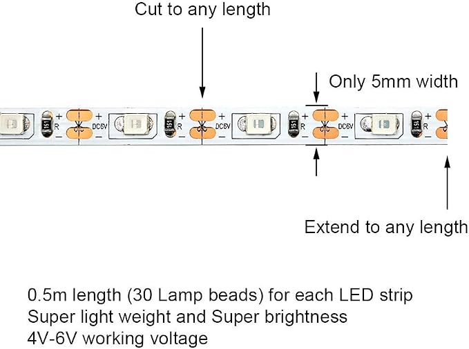 LED Light Strip for RC Fixed Wing Airplane Flying Wing Plane AR Wing Drone Model Car Truck (Red)