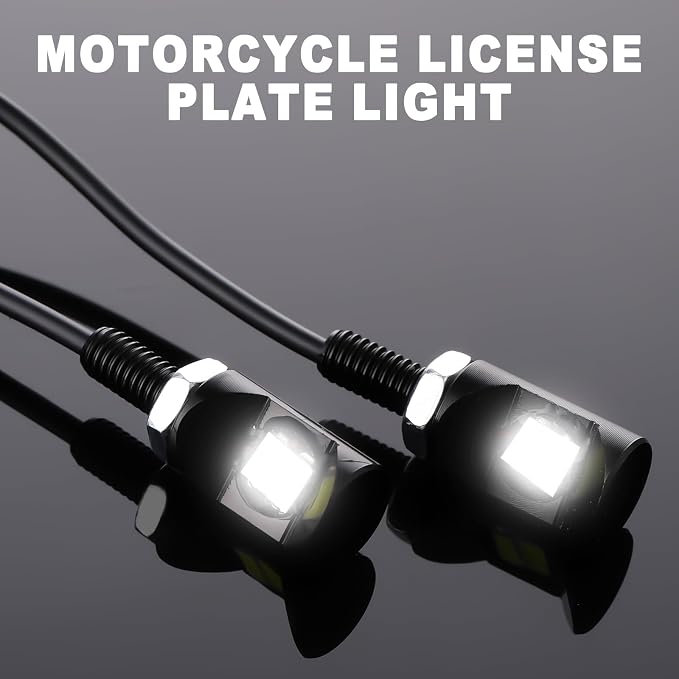 Frienda 4 Pcs License Plate Light 12v LED Motorcycle License Plate Light Waterproof Tag Screw Bolt Lamp Black Aluminium Bulb Holder Legal for Car Truck Motorcycle Bike Rv Atv Holder (2 Smd)