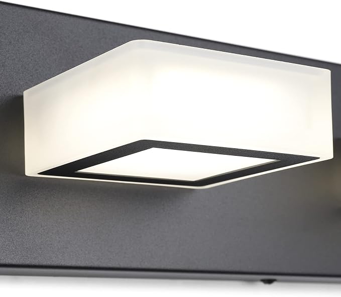 Ralbay Modern LED Black Vanity Lights 4 Lights Acrylic Bathroom Vanity Lighting Fixtures Modern Matte Black Bathroom Vanity Lights (Natural White Light)