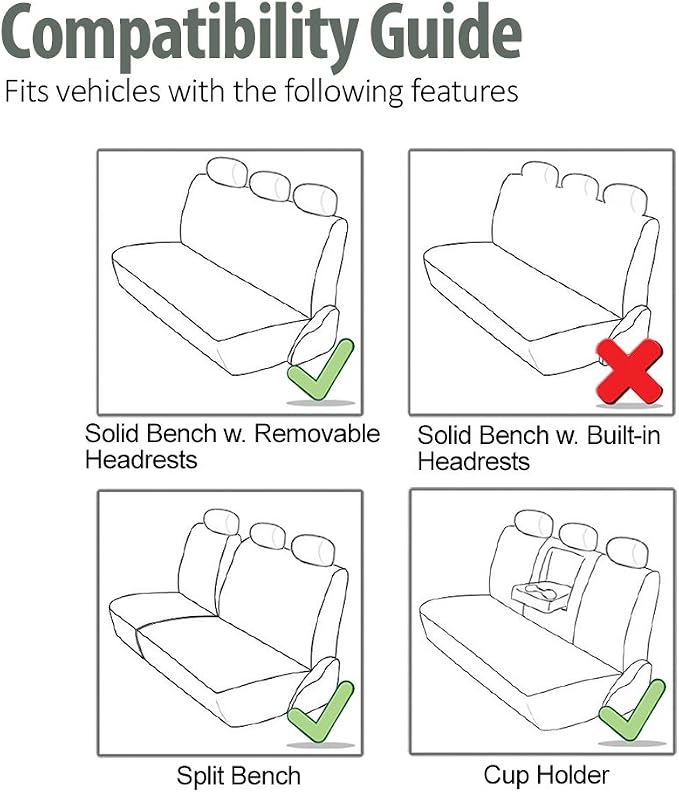 FH Group Highest Grade Faux Leather Split Bench Seat Cover, Rear Set – Universal Fit for Cars Trucks & SUVs (Blue/Black) PU008013
