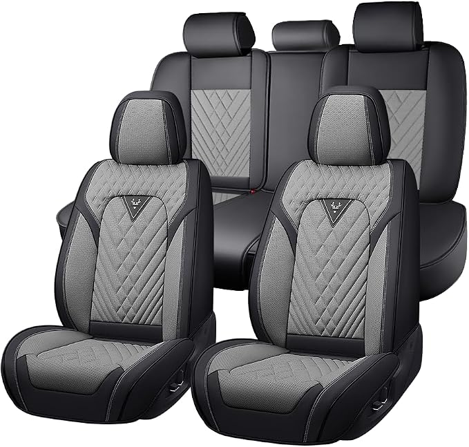 Fit for Toyota C-HR Seat Covers 2018-2022,Premium Leather, 360° Full Protection, Thick Padding & Memory Foam, Waterproof & Stain-Resistant Car Seat Cover Full Set (5 Seat,Black&Gray)