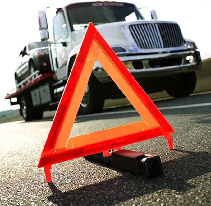 CARTMAN 3PK DOT Warning Triangles with Empty Base & Storage Case | No pre-filled sand, fill sand yourself for stability, high visibility reflectors meet US FMVSS 571.125 safety specs