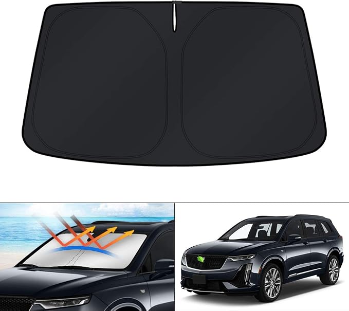 KUST Windshield Sun Shade for 2020-2024 2025 Cadillac XT6 Accessories Custom Fit Sunshade Window Sun Visor Protector Foldable Blocks UV Rays Keep Your Car Cooler