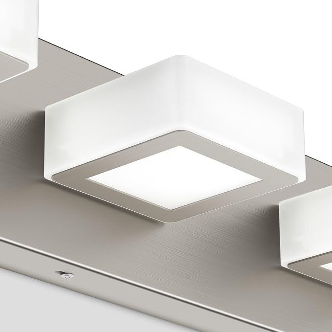 Ralbay 10-Light Brushed Nickel Bathroom Vanity Light Metal Acrylic Modern LED Bathroom Lighting Over Mirror