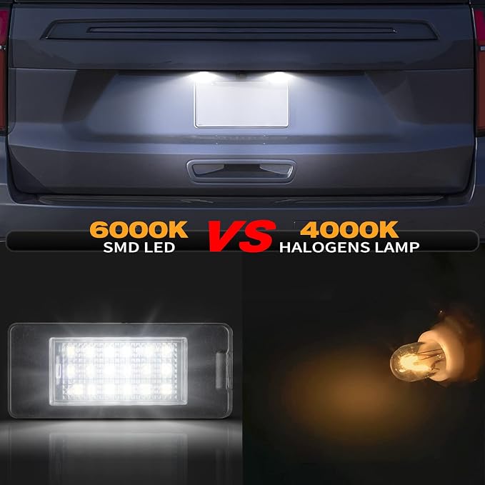 Gempro LED License Plate Lights Lamp Assembly, LED Rear Tag OEM Lamp Replacement Compatible with Chevy Tahoe Suburban Malibu/GMC Yukon XL/C-adillac Escalade ATS, White LED Lights - Pack of 2