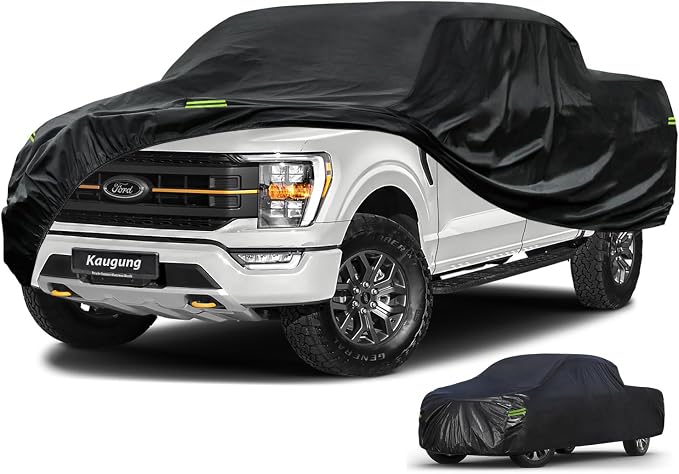 KouKou Truck Cover Waterproof All Weather, 7 Layers Heavy Duty Pickup Truck Cover Outdoor Length from 210 to 232 inches,Universal Fit Ford F150, Nissan Frontier, Toyota Tacoma, GMC Canyon etc.