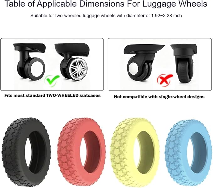 8PCS Luggage Wheel Protector, Premium Silicone Protectors for 2-2.4" Spinner Wheels Anti-Slip, Ultra-Quiet & Wear-Resistant Travel Accessories for Suitcase (Yellow)