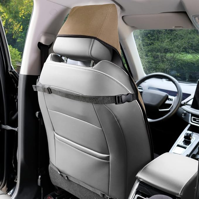 Waterproof Seat Cover, 2pcs Upgraded Sweat Carseat Protector, Perfect for Universal Anti-Slip Car Truck SUV Seat, Ideal for Surfing Yoga Gym Workout, Khaki