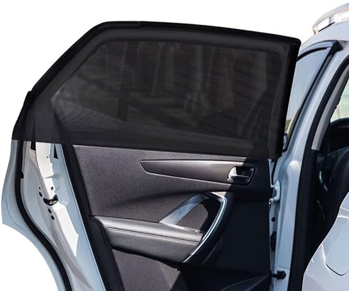 2Pack Large Size Super Elastic 42" to 53" Car Window Sunshades, for Large SUV, Pickup, Truck, Minivan, Breathable Mesh Window Screen, Side Window Screen for Car Camping