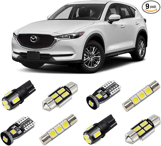 White Interior LED Lights Kit for Mazda CX-5 2013 2014 2015 2016 2017 2018 2019 2020 2021 2022 Super Bright 6000K LED Interior Light Bulbs Package + License Plate Lights and Install Tool