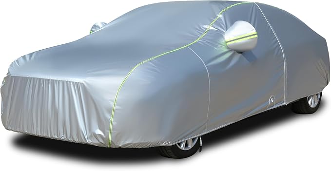 Tecoom Car Cover for Automobiles Waterproof, Windproof Sun Rain Snow Protection Fit for Tesla Model 3 Toyota Corolla 2000-2023 Honda Civic 1991-2023, Kia Stinger/Forte, Full Covers Sedan 201-210"
