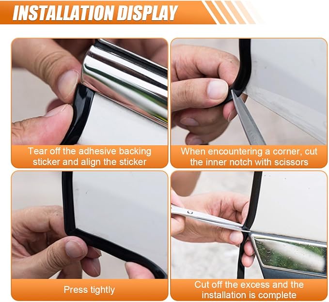Car Door Edge Guards 32.8ft, Universal U-Shaped PVC Trim Strip Chrome Tape Self-Adhesive, Scratch Resistant Automotive Door Edge Molding Protection for Cars Truck SUV Weatherproof(Black-10M)