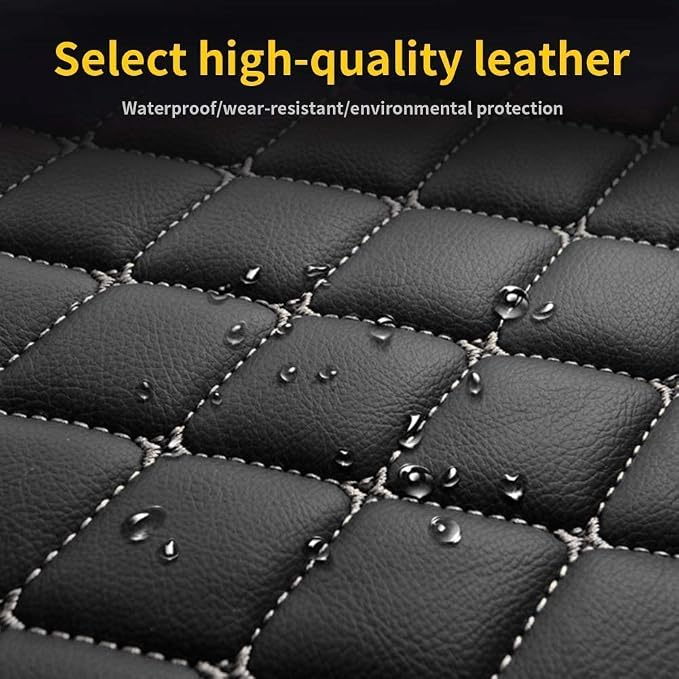 Custom Making Car Floor Mats for 90% Car Model Luxury Leather All Weather Waterproof Anti-Skid Full Coverage Liners (Black and Blue)