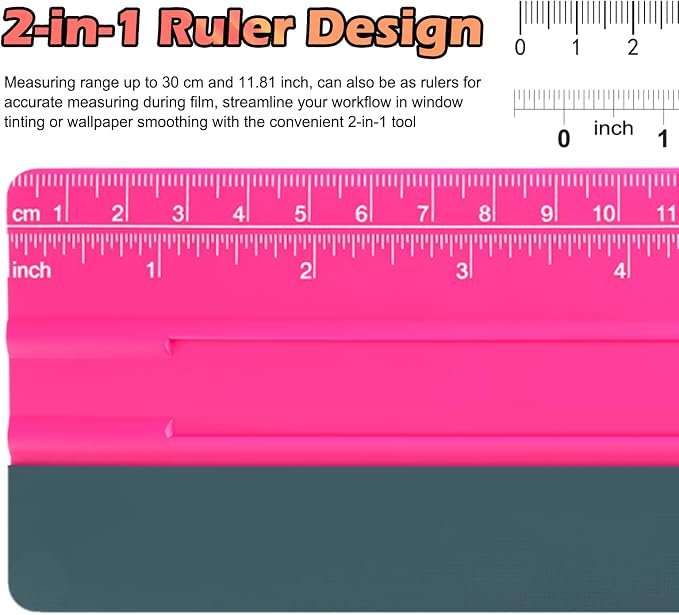 2-in-1 Vinyl Squeegee Tool with Ruler,Soft Felt Squeegee for Vinyl as Wallpaper Smoothing Tool,Vinyls Wrap Squeegees Wallpaper Tools for Car Window Tint,PPF Application