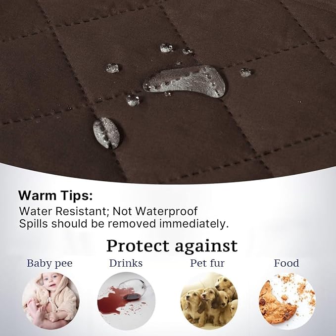 H.VERSAILTEX Sofa Slipcover Reversible Sofa Cover Seat Width Up to 66" Water Resistant Couch Cover with Elastic Strap Quilted Furniture Protector for Pets(Sofa, Brown/Beige)