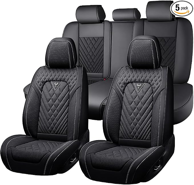 Fit for Toyota Crown Seat Covers 2023-2026,Premium Leather, 360° Full Protection, Thick Padding & Memory Foam, Waterproof & Stain-Resistant Car Seat Cover Full Set (5 Seat,Black)