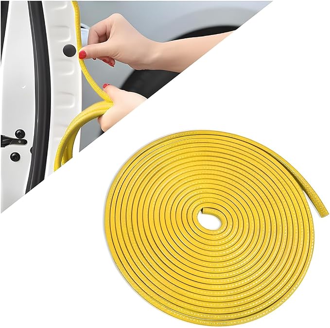 Car Door Protector Edge Guards, Universal Rubber Seal U Shape Car Door Protection, Aluminum Boat Edge Trim Guards No Glue Required, Exterior Accessories Fit for Most Cars (Yellow/16FT) | Universal fit, most cars/SUVs/trucks, rubber seal, press-on chann...