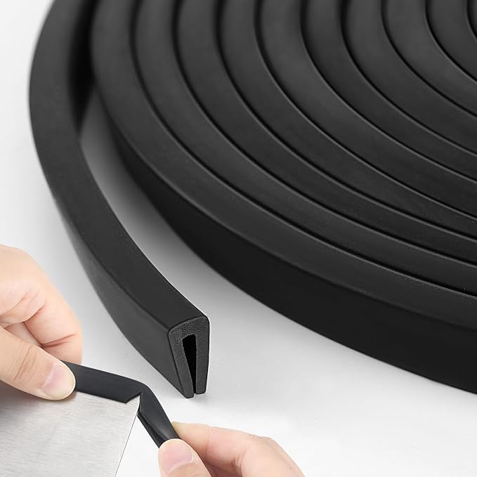 Kingdder Rubber Edge Trim 1/8" U Channel Sheet Metal Edge Protector Door Seal Strip Guard Weather Resistance Fits for Car Doors Steel Plates Glass Hatches Table Corners (150 Feet Long, Black)
