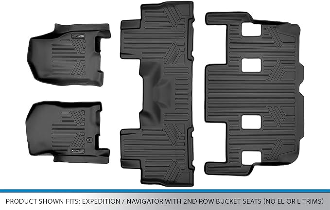SMARTLINER Floor Mats 3 Row Liner Set Compatible with 2007-2010 Ford Expedition