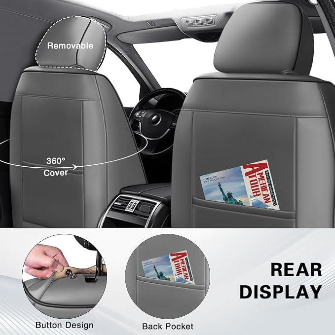 Fit for Toyota Sienna Seat Covers 2001-2026,Premium Leather, 360° Full Protection, Thick Padding & Memory Foam, Waterproof & Stain-Resistant Car Seat Cover Front Set (2 Seat,Gray&Black)