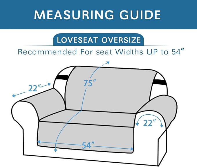 H.VERSAILTEX Reversible Quilted Loveseat Cover Water Resistant Loveseat Slipcover Washable Couch Cover with Non Slip Elastic Strap Furniture Protector for Kids(Oversized Loveseat, Black/Grey)
