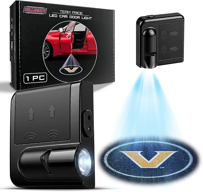 Sporticulture American Football Vanderbilt Commodores Car Door Lights Logo Shadow Display - Officially Licensed NCAA Car Accessories - Show Your Team Pride - Battery Powered, Universal Fit