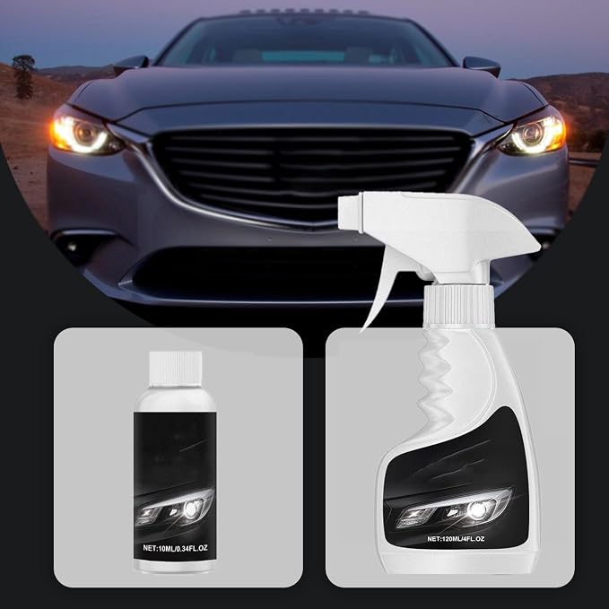 Q4 Headlight Restoration Kit,Headlight Cleaner, Automotive Headlamp Restoration Fluid,Yellowed Automotive Headlamps,Blurring Enhanced Crystalline (1set)