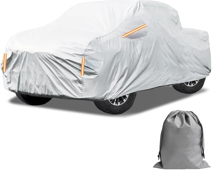 Caromop 10-Layer Waterproof Car Cover All Weather Protection (Snow, Rain, Sun) with Secure Fit Straps and Easy On/Off Zipper-Size T0 (See Size-Chart)