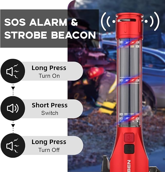 SINSEN Car Window Breaker Seatbelt Cutter, Emergency Escape Tool with Compass, Multi Tactical Safety Hammer Rescue Kit