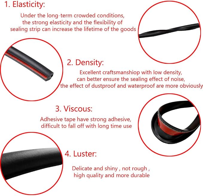 ESUPPORT U Shape Car Door Moulding Protector Strip Edge Guard Trim Seal | 16ft 5M U Shape Auto Rubber Protect Stripping Anti-Scratch Anti-Collision Guards Black