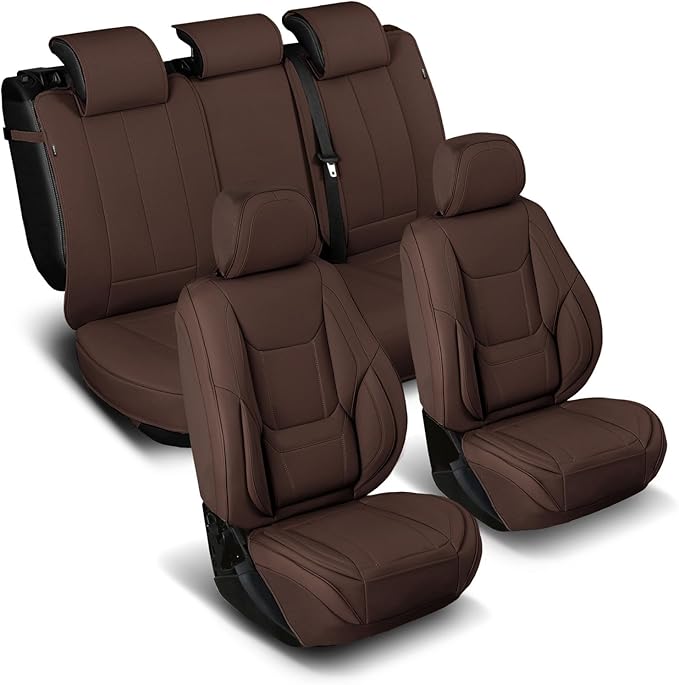 Coverland Custom Truck Car Seat Covers Full Set for [2010-2014 F150 SVT Raptor SuperCrew Cab] - Protector Car Seat Cover Water Resistant Leather Memory Form Back Support Cushion [Full Set-Dark Brown]