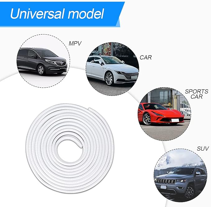 Car Door Protector Edge Guards, Universal Rubber Seal U Shape Car Door Protection, Aluminum Boat Edge Trim Guards No Glue Required, Exterior Accessories Fit for Most Cars, Sedans, SUV (White/10FT) | Universal fit, most cars/SUVs/trucks, rubber seal, pr...