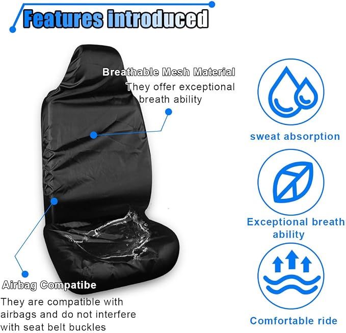 BDZMC Car Seat Cover Protector, Stain Resistant Car Front Seat Covers, Waterproof Car Seat Cover After Gym, Sweat Swimming, Car Seat Towel Covers for Cars, Trucks, SUVs (2PCS)